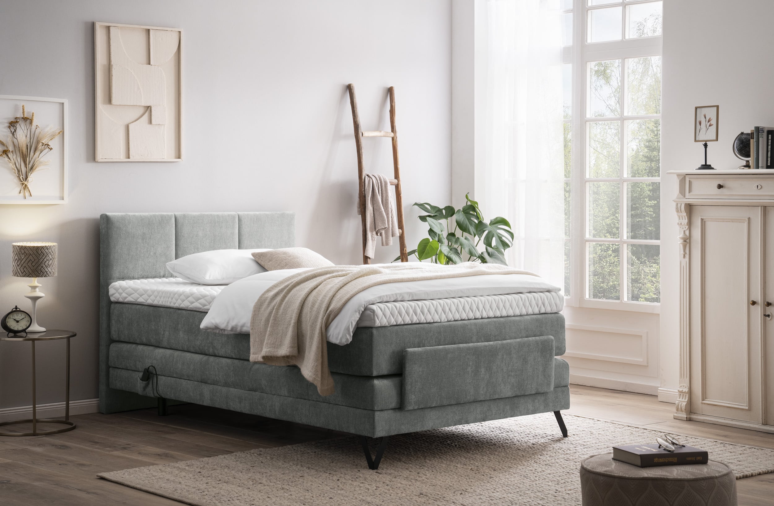 Boxspringbett Pamplona Elektrobett-Pamplona olivgrau-zeottexx-schlafen