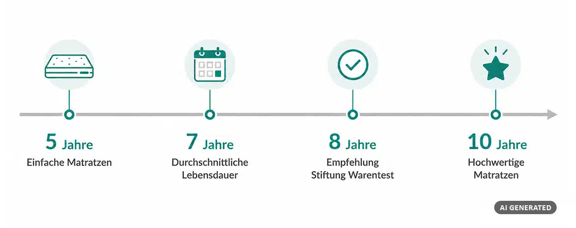 Lebensdauer verschiedener Matratzentypen im Vergleich von 5 bis 10 Jahren
